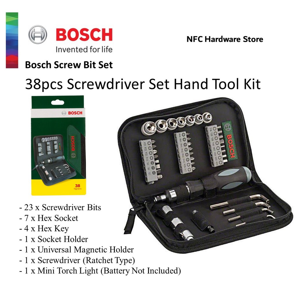 BOSCH 38 PCS Screwdriver Set Hand Tool Kit Shopee Malaysia
