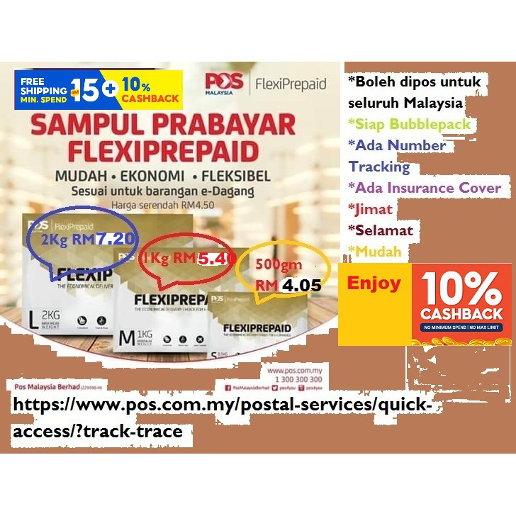 Flexiprepaid Envelope Size S M L 0 5 1 2kg Ready Stock Embedded Pos Coverage By Pos Malaysia To Across Malaysia