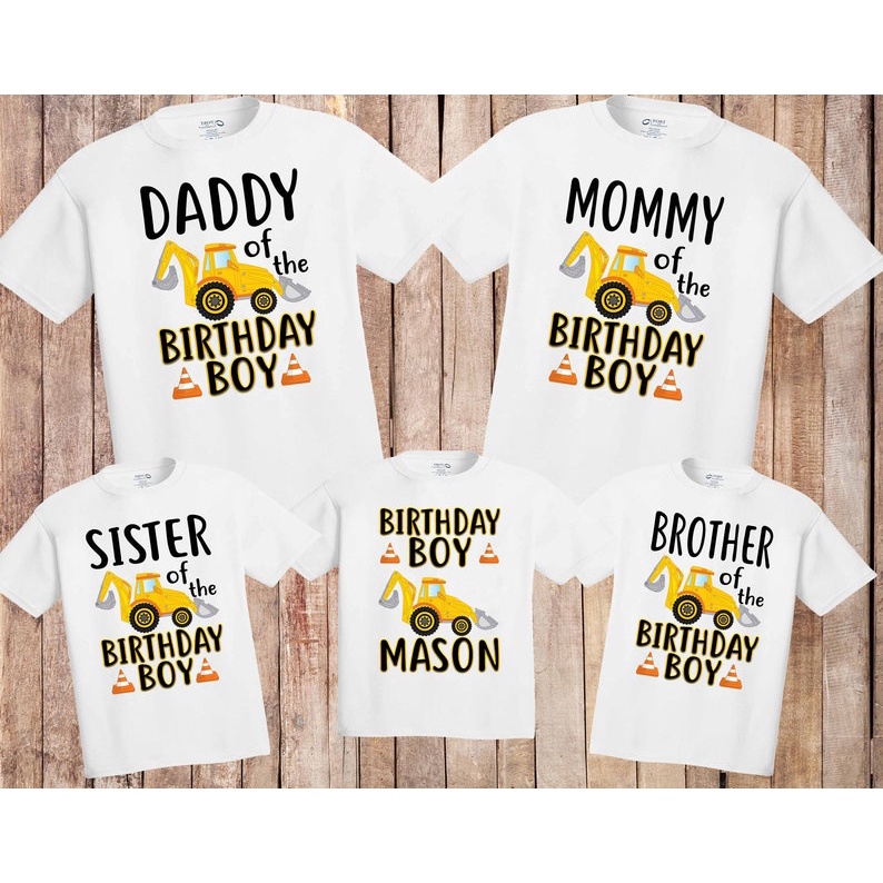 Construction Birthday Shirt Gift Family Clothing Mother Father and Kid T-shirt Fashion Excavator Print Trend Kids Clothes Dump Truck Family Tshirts