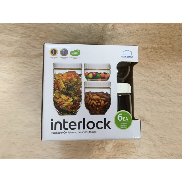 Interlock stackable containers 6ea Shopee Malaysia