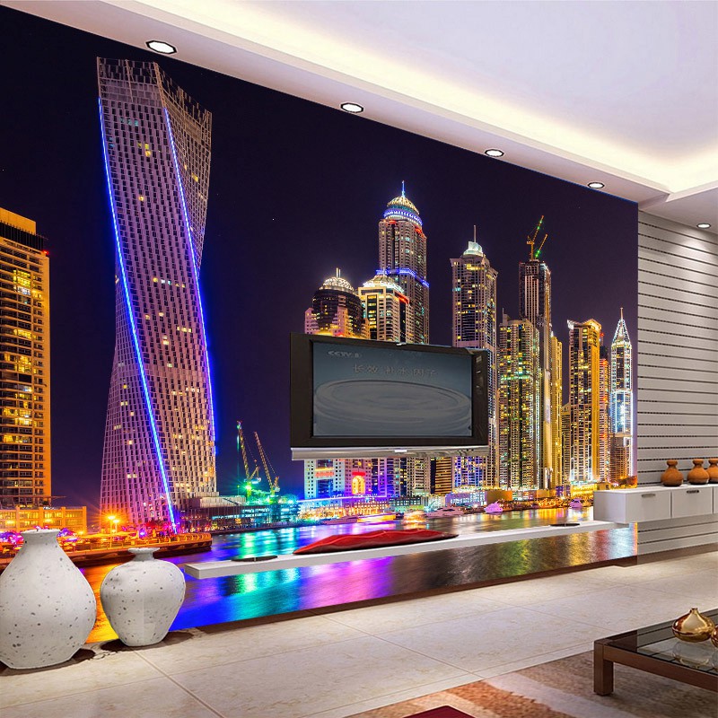 Custom 3D Photo Wallpaper Dubai Night View City Building Wall Mural Wall  Papers Home Decor Living Room Background Wall P | Shopee Malaysia