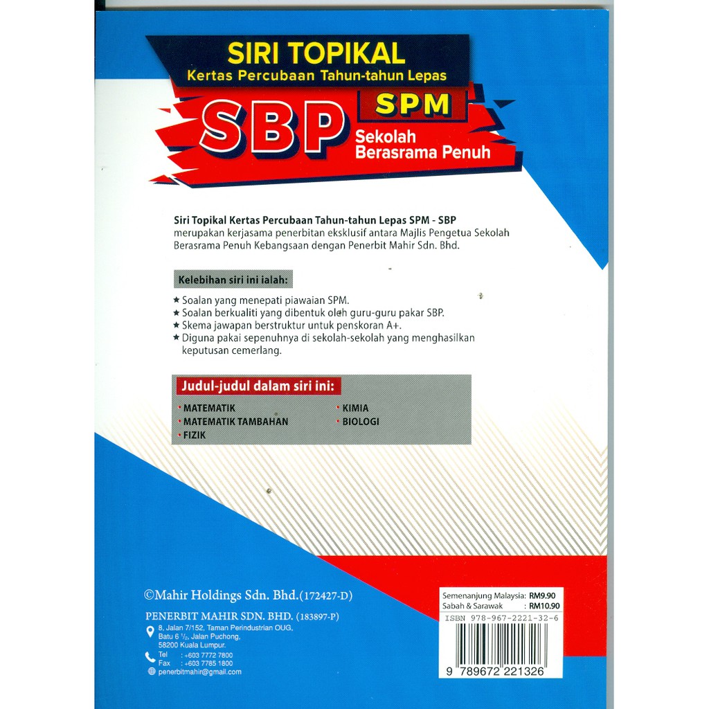 Siri Topikal Kertas Percubaan Tahun Tahun Lepas Sbp Spm Matematik Tambahan Dwibahasa Kertas 1 Dan 2 Tingkatan 4 Dan 5 Shopee Malaysia