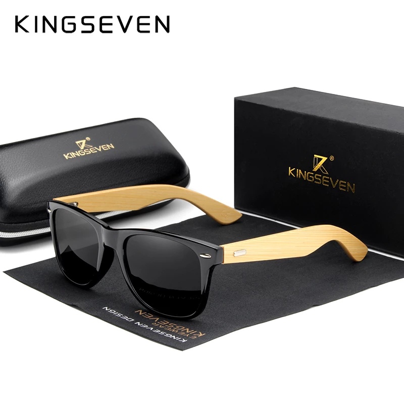 KINGSEVEN Original Men's Polarized Bamboo Sunglasses Women Wooden Sun glasses Men Brand Wood Glasses Oculos de sol masculino