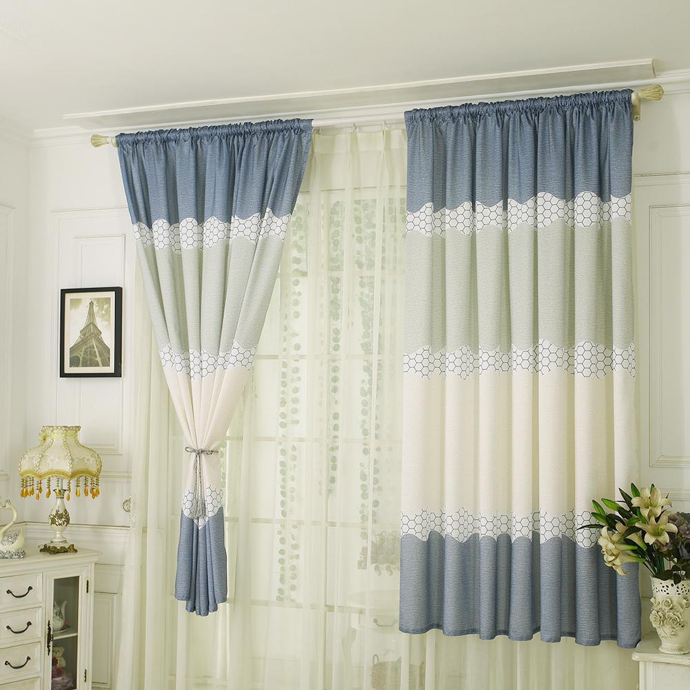 Uni Geometry Semi Blackout Curtains Windows Decorative Tulle