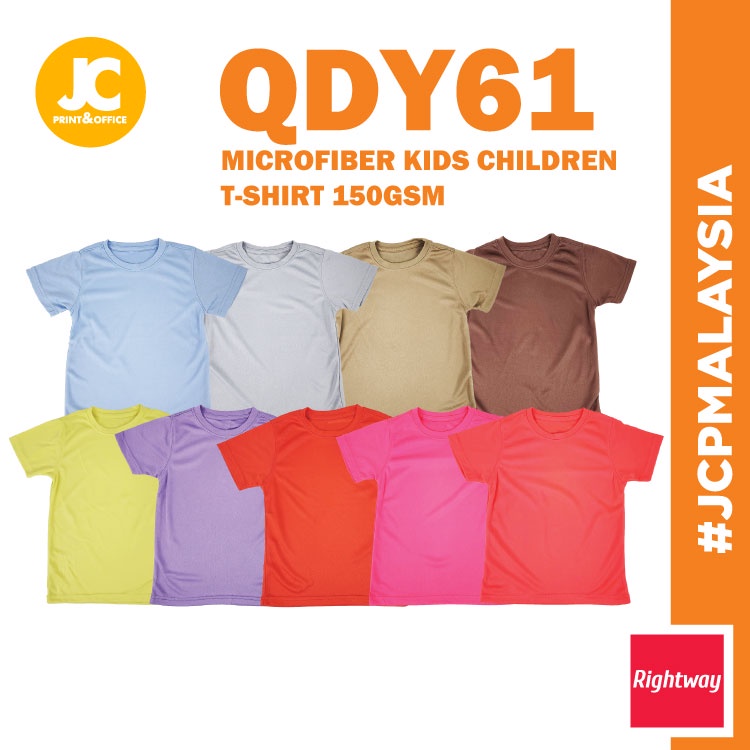 JCP x RIGHTWAY 100% Microfiber Children T-Shirt QDY61 Kids Youth Round Neck T-Shirt Baju Anak Lelaki Perempuan QDY61