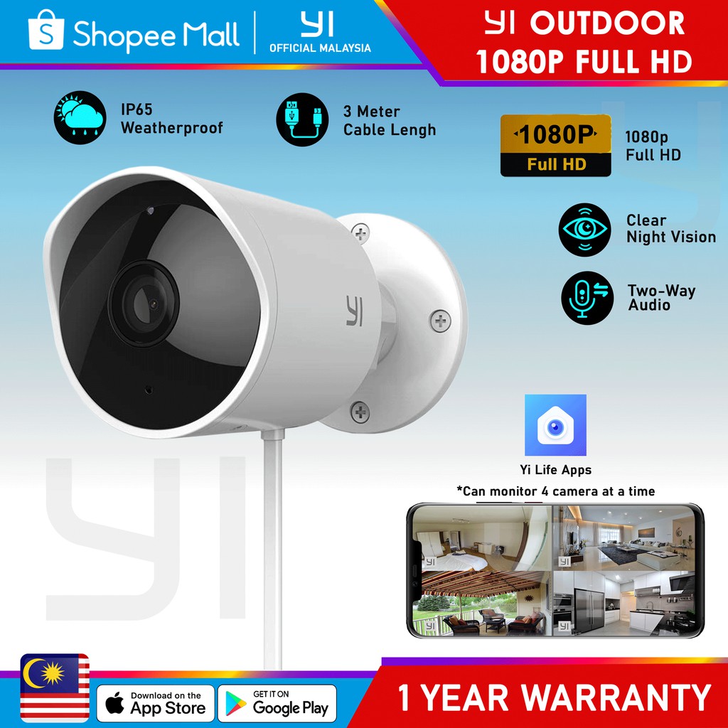 YI Outdoor Camera 1080P Full HD CCTV IP65 Weatherproof Wifi Wireless
