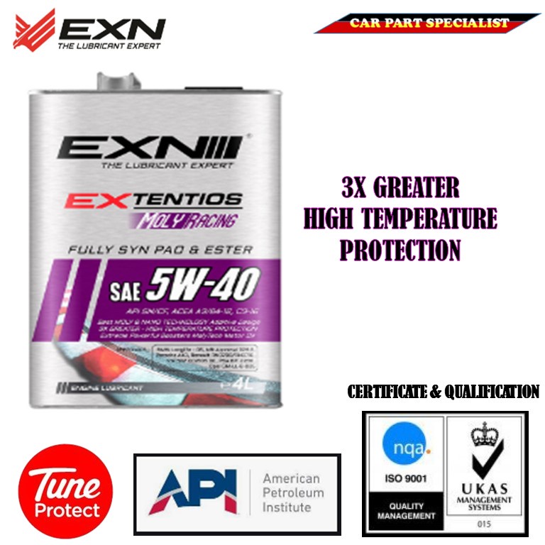 EXN Extentios Molyracing 5W40 Fully Synthetic Oil API SN/CF (PAO grade