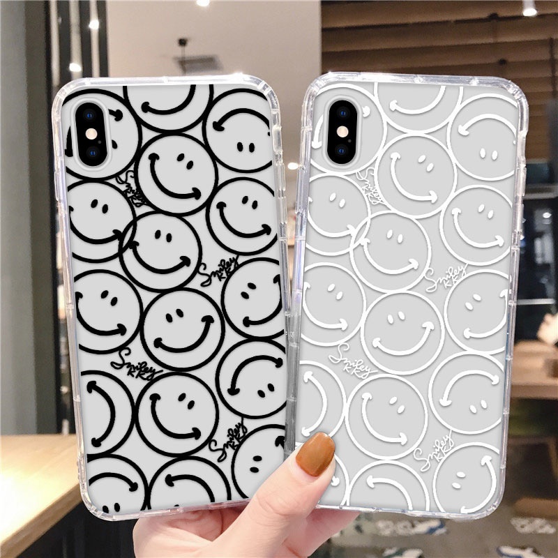 Smiley Phone Case For iPhone 12 Pro Max Funda iphone 11 12 Mini X XR XS 7 8 Plus Funda Capa iphone11 Casing Transparent Soft TPU Protective Cover