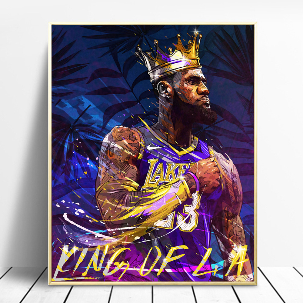 8x10inch,Framed Basketball Poster Sports Star Colorful James HD Canvas Art Painting Home Decor