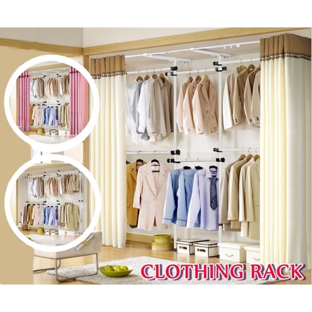 CLOTHING RACK RAK  BAJU  CLOTHING RACK WITH CURTAIN Shopee  