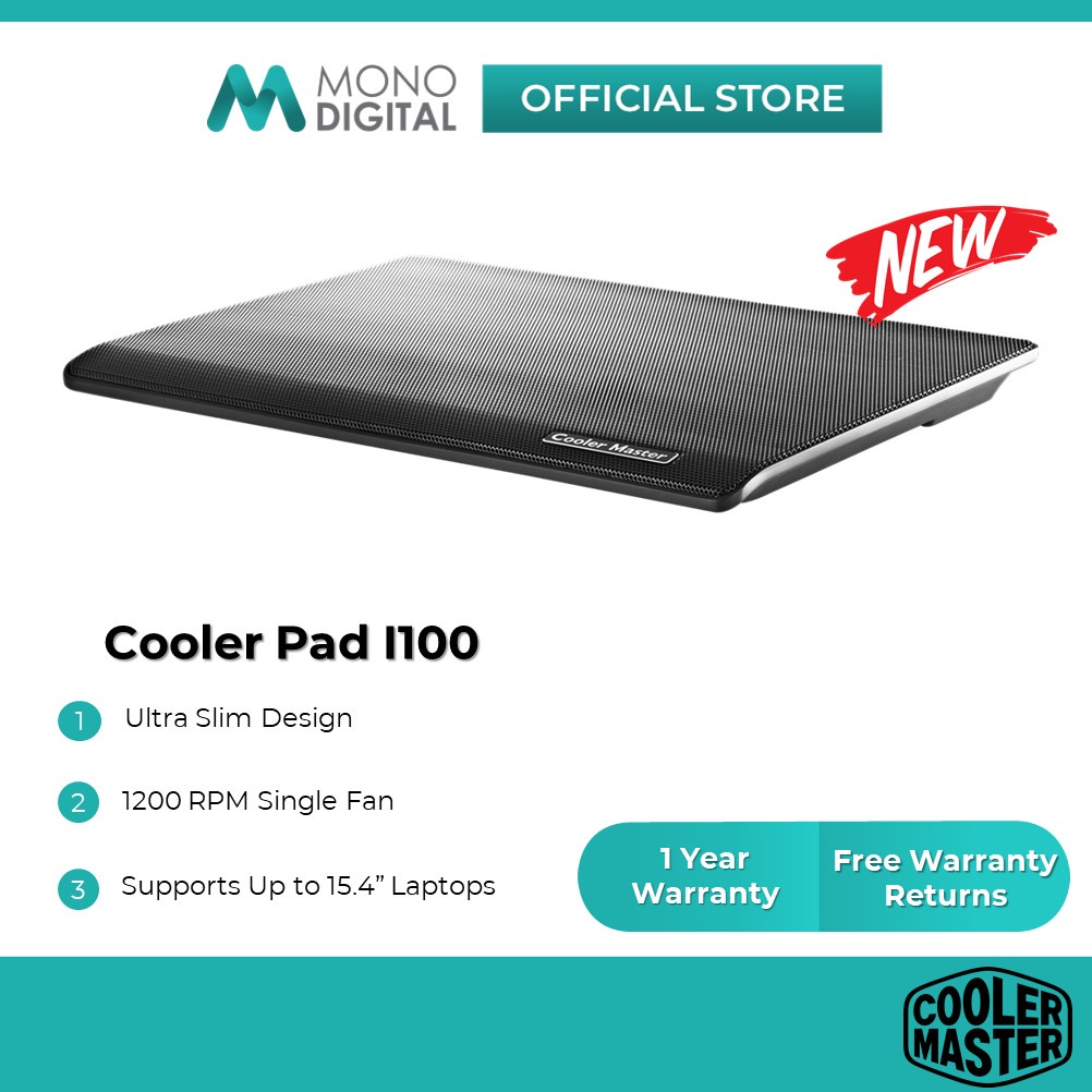 Cooler Master I100 NotePal Laptop Cooler Pad with 140mm Silent Fan, Support Up to 15.4" Notebook (R9-NBC-I1HK-GP)