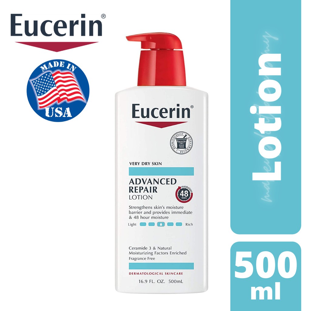 eucerin advanced repair lotion on face