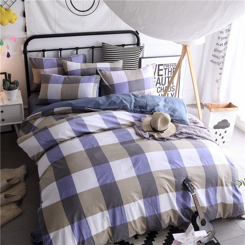 Washable Cotton Duvet Cover Set Lattice Pattern Bedding Set Duvet