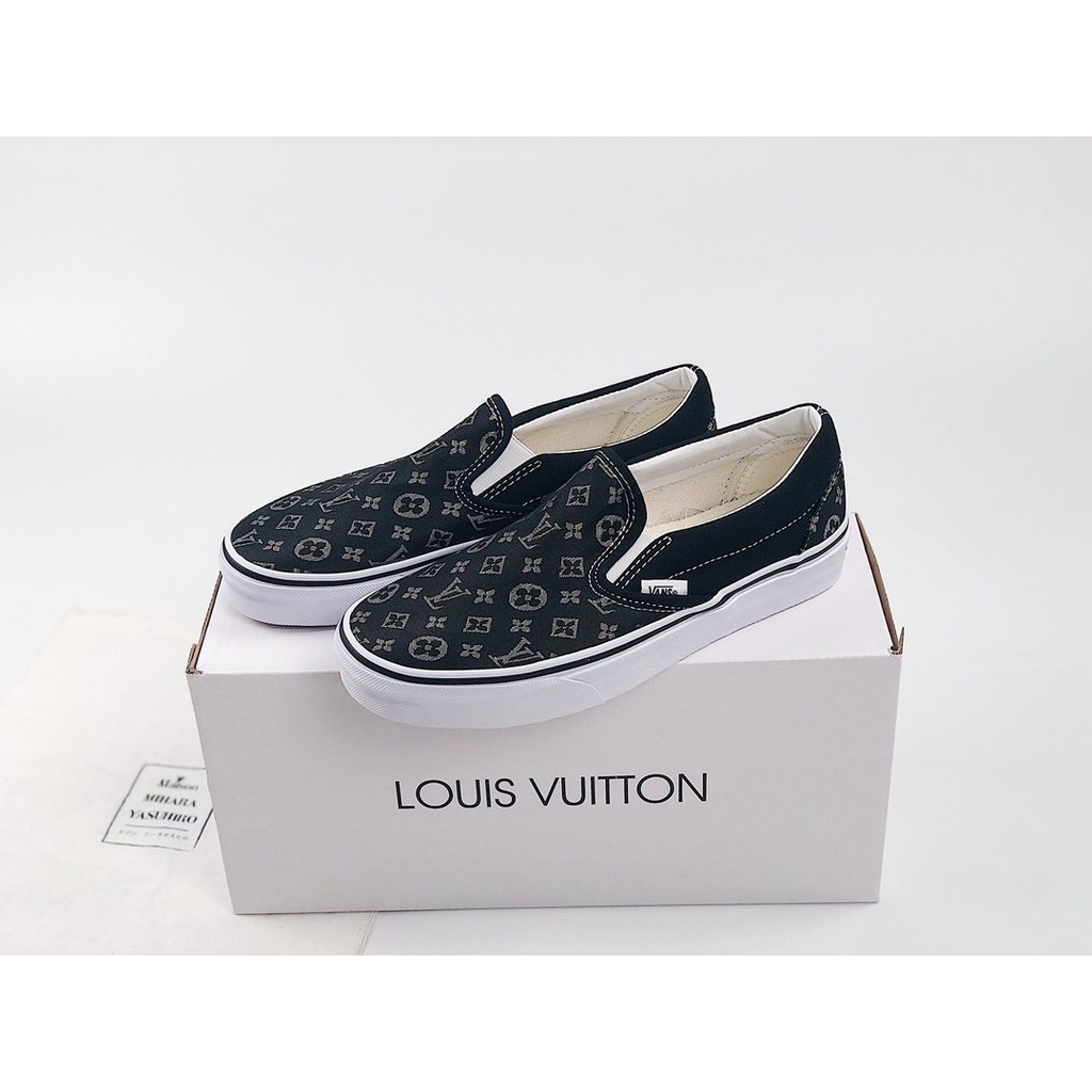 Vans X Louis Vuitton Joint name classic LV printing Slip-ons low-top retro canvas casual sneakers | Malaysia
