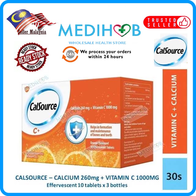 Calsource Effervescent Vitamin C 1000m +- Calcium 260mg [immune Booster 