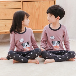 3 12 Years Cartoon Dog Korean Fashion Pyjamas For Kids Twins Pajamas 100 Cotton Baby Boys Girls Sleepwear 2pcs Set Shopee Malaysia