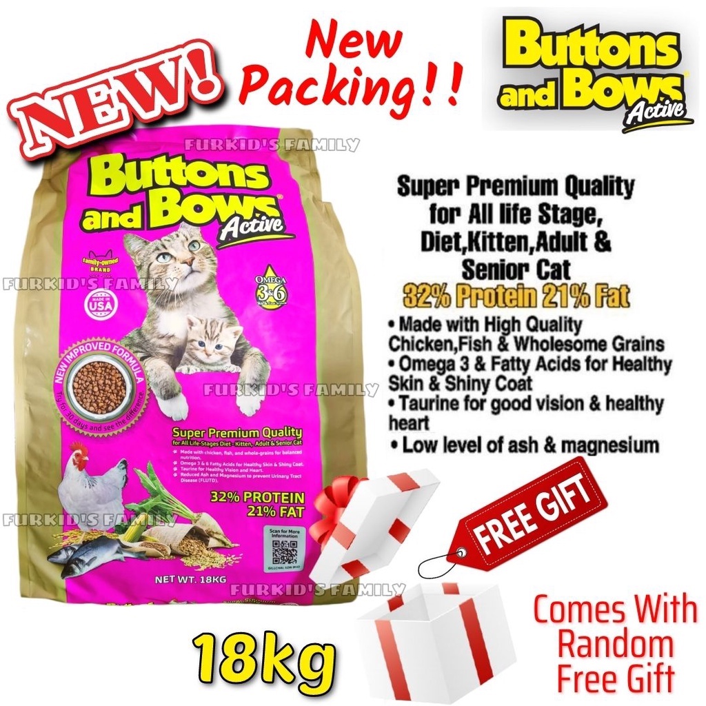 Free T Buttons And Bows 18kg Dry Cat Food Shopee Malaysia