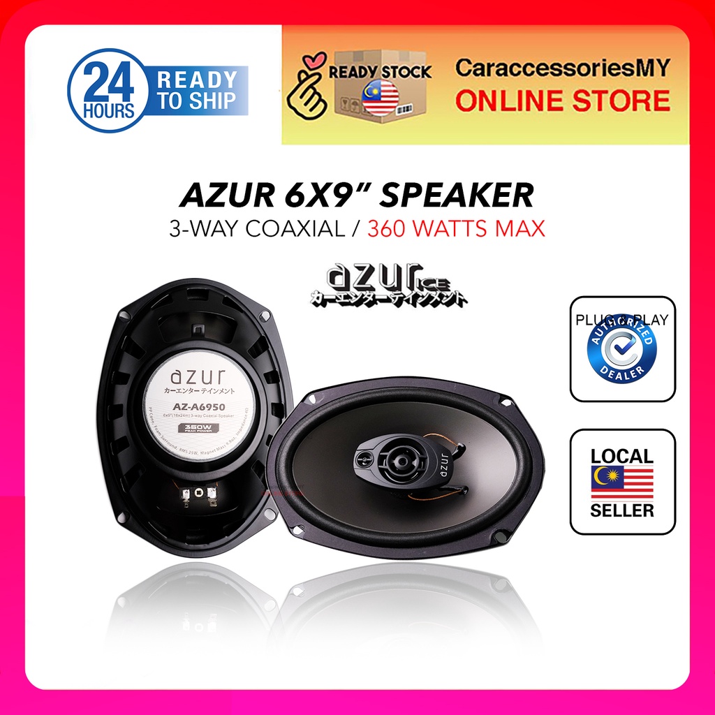 AZUR car speaker AZ-A6950 6x9" (16x24cm) 3-Way Coaxial Car Speakers rear dashboard speker kereta hifi audio