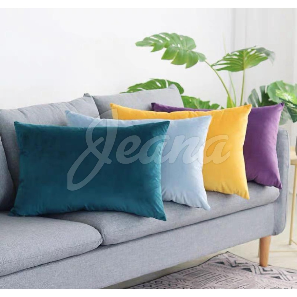 READY STOCK! Velvet Simple Ins Style Car Sofa Cushion Cover Pillowcase 30x50cm Multiple