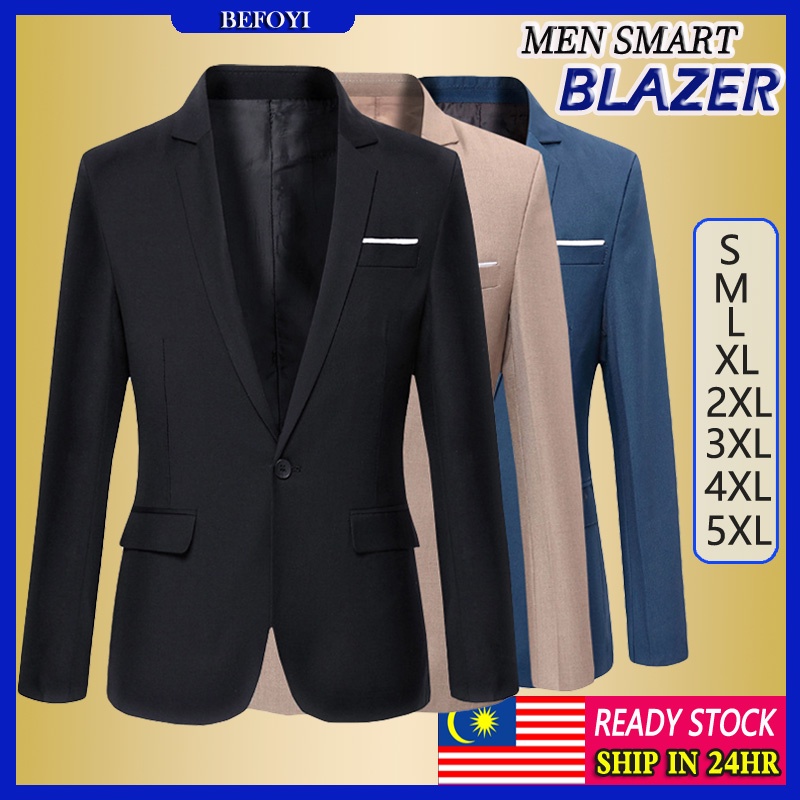 ?? LOCAL STOCK? Men's Blazer Formal Black Blazer Lelaki Jacket Business Tuxedos Coat  Korean Man Suit Slim Fit Wedding baju kot