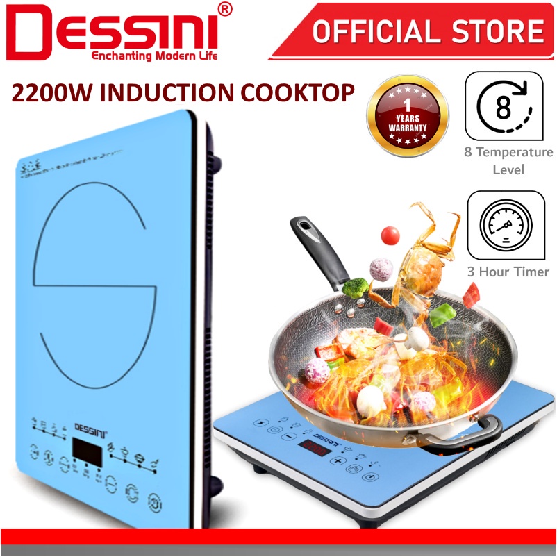 DESSINI ITALY Ceramic Electromagnetic Induction Hob Cooker Ultra Slim Soft Touch Control Panel Cooktop Tabletop Stove