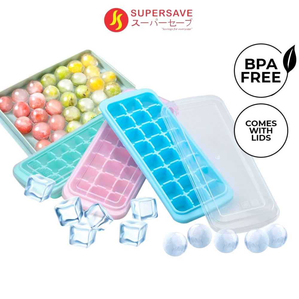 SUPERSAVE Ice Ball Cube Tray Silicone ABS Jelly Maker with Plastic Lid