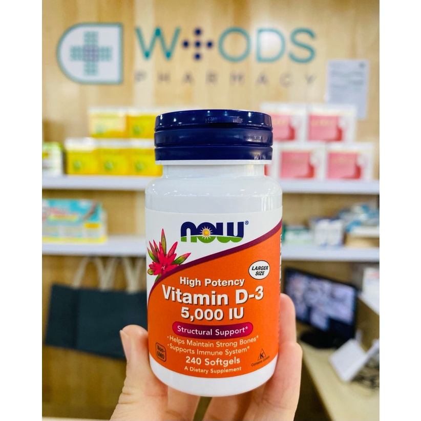 WOODS PHARMACY Now Foods, Vitamin D3 5000 IU 240 Softgels (Vitamin D3