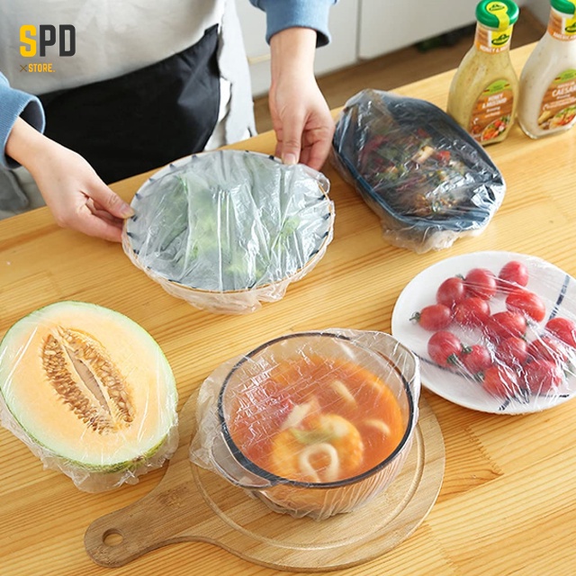 100pcs Disposable Elastic Fresh Food Cover Hygiene Food Grade PE Food Wrap Free Size Freezing Food Storage Storage