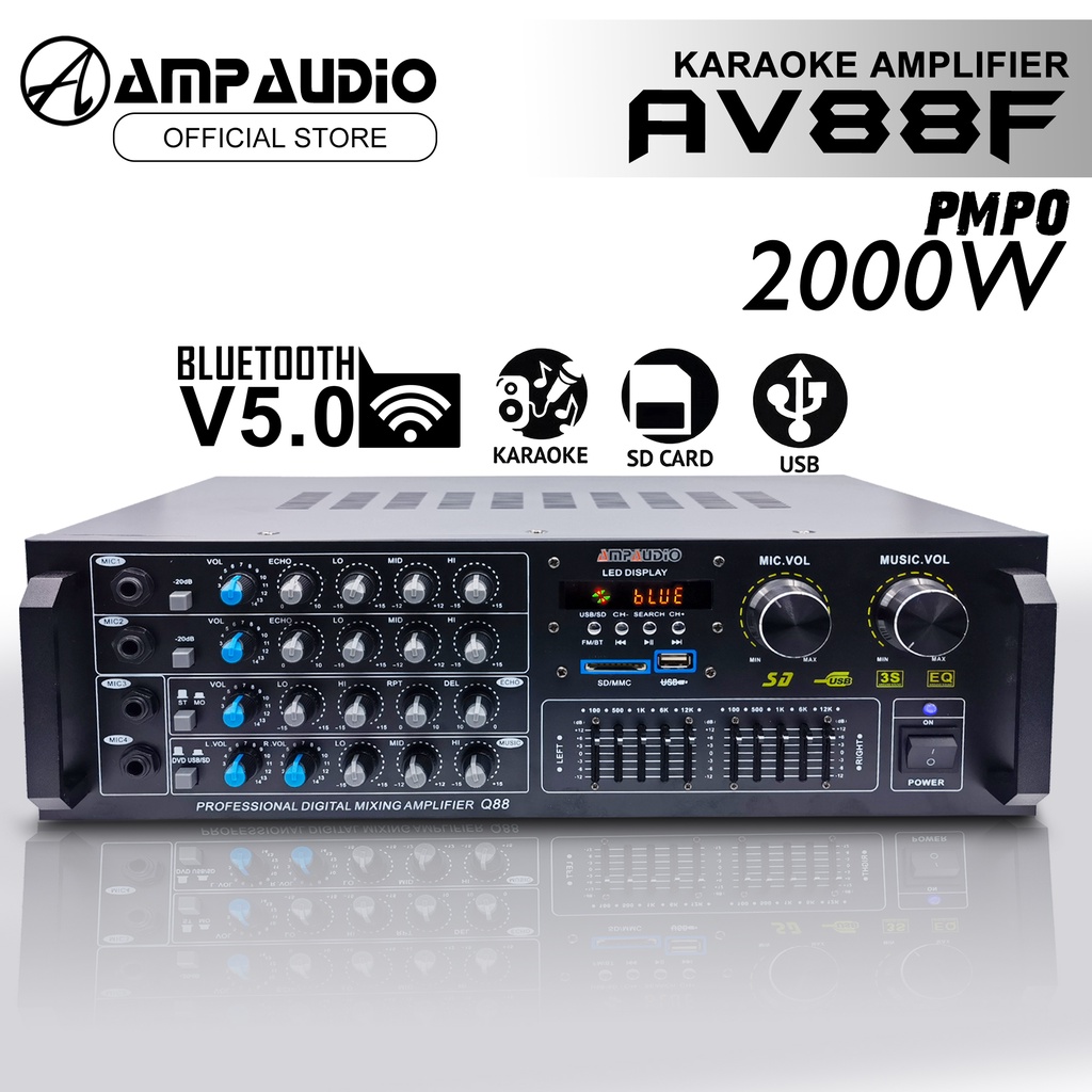 Ampaudio AV88F Karaoke Amplifier Bluetooth Stereo Amplifier Wireless