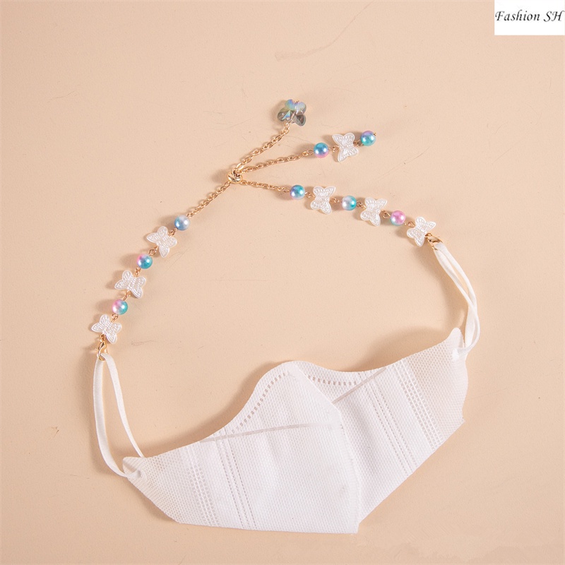 【New Product】Fashion Butterfly Beaded Chain Adjustable Mask Extender Anti-Lost Rope Necklace M60116