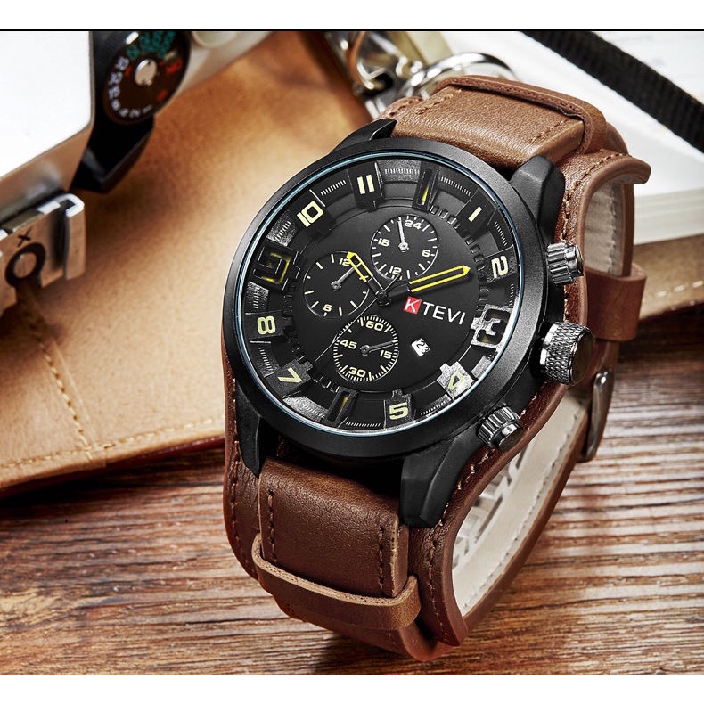 Jam Tangan Lelaki Men's watch Quartz Watch amry Watches Top Brand Luxury Leather Casual Sport watch.