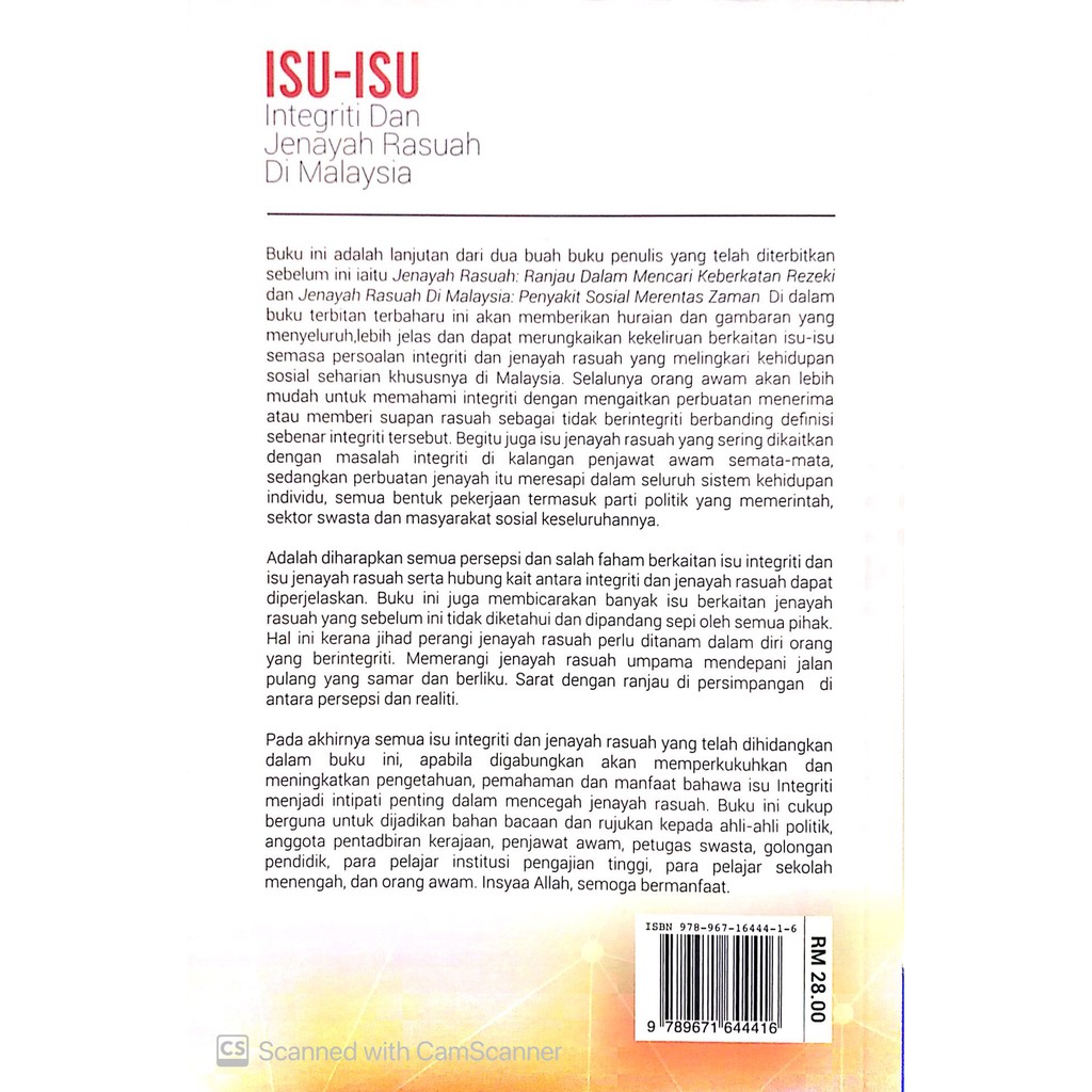 Buku : Isu-isu Integriti Dan Jenayah Rasuah Di Malaysia