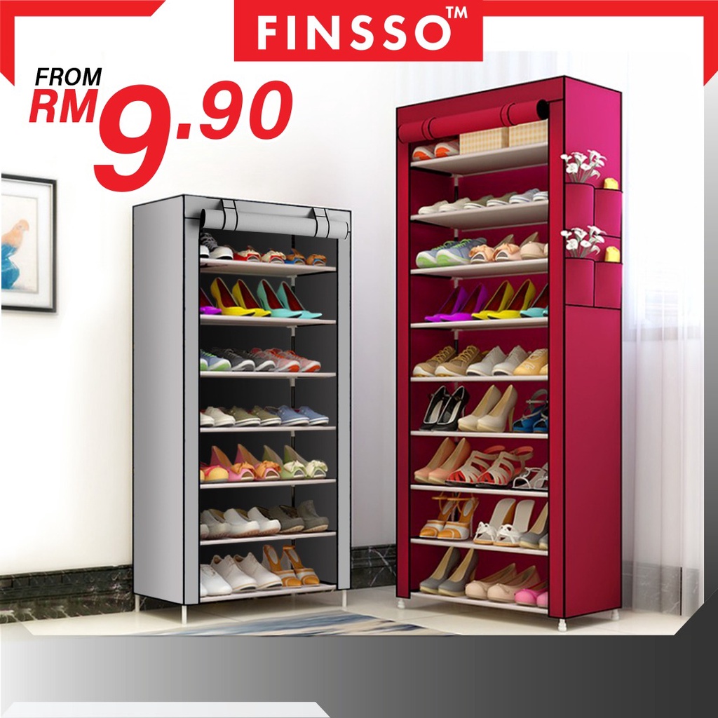 READY STOCK FINSSO : SHOE RACK WARDROBE/ Non-Woven Cloth Shoe Rack/ Rak Kasut