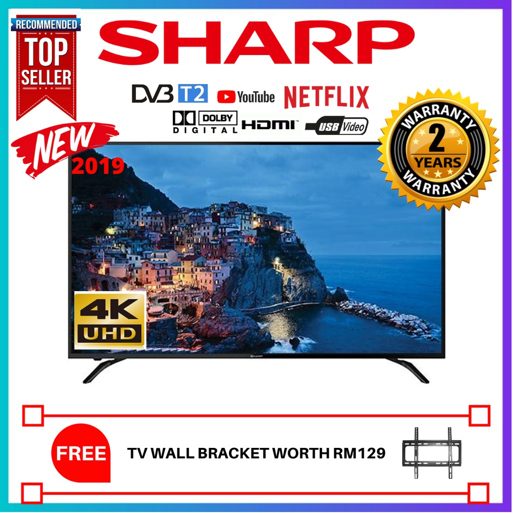 Sharp 60 4k Uhd Smart Slim Tv 4tc60ah1x 2 Years Sharp Malaysia Warranty Shopee Malaysia