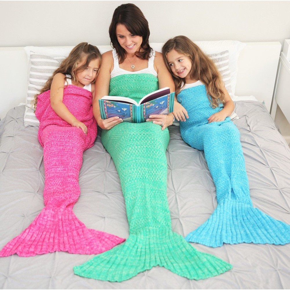 Mermaid Tail Blanket Crochet Mermaid Blanket for Adult and Kids Super Soft All Seasons Sleeping Knitted Blankets