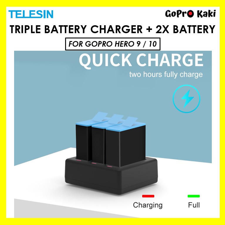 GoPro Hero 9 10 11 Black Telesin 3Slot Battery Charger / 3 Slot