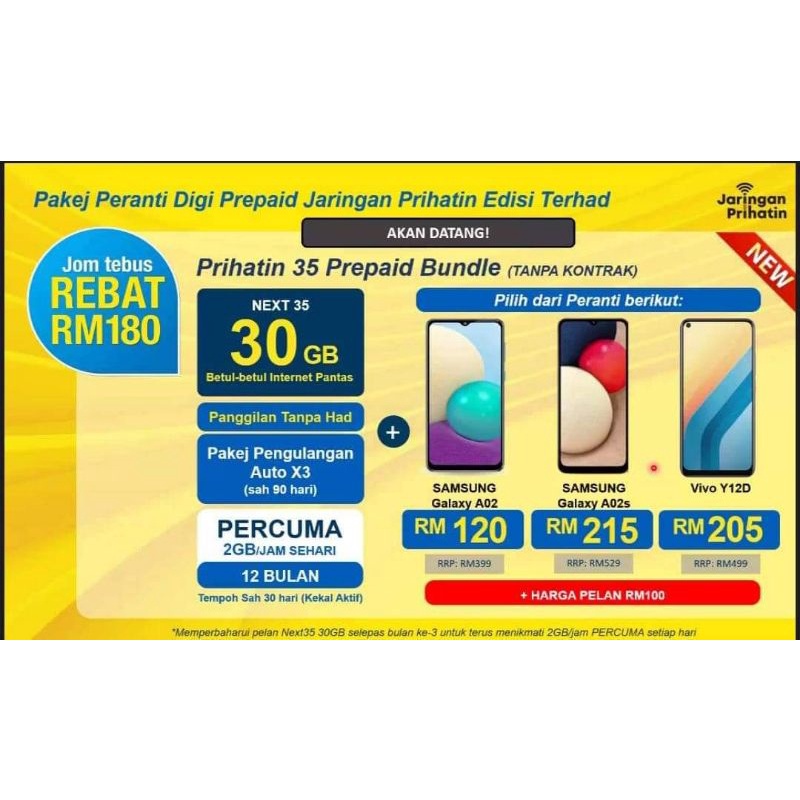 Ready Stock Jaringan Prihatin B40 Digi Prepaid Tiada Bil Bulanan Tanpa Kontrak Blacklist Boleh Tebus Shopee Malaysia