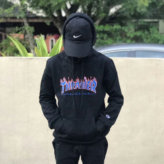 thrasher x champion hoodie