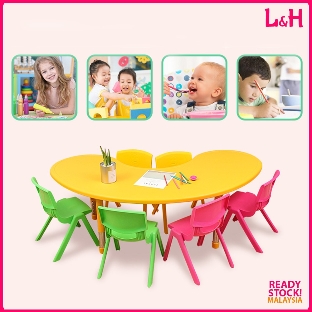 High Quality Kindergarten MOON Table Kids Table Steel Leg 