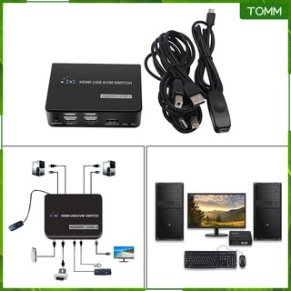 2 in 1 Out HDMI KVM Switch 2 Port for 2 PC Sharing with Keyboard Mouse Printer with 2 USB Cable Video Display