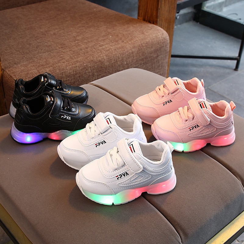Ready Stock Baby Boy Girl Kids Children LED Lights Shoes Kanak Kasut Budak School Casual Sneakers Sports