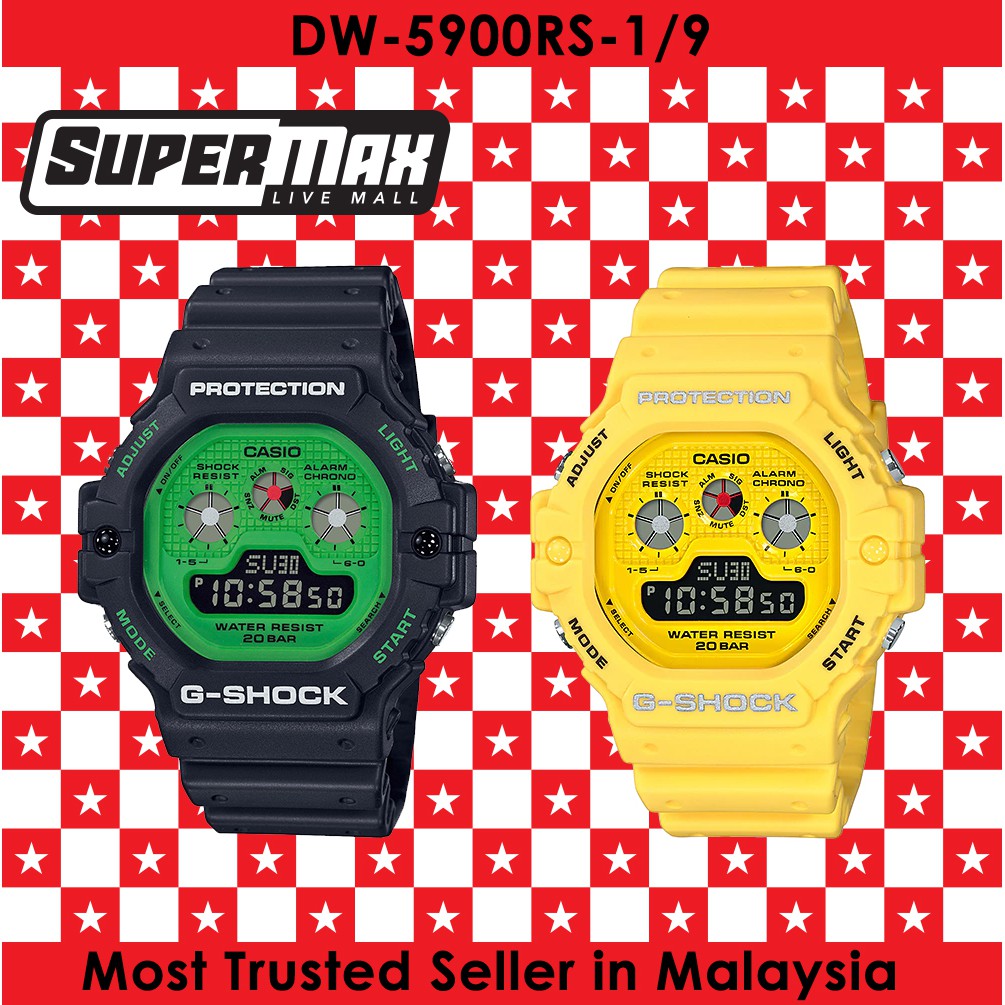 Casio G  SHOCK  TAPAK KUCING Hijau Kuning  DW 5900RS 1 DW 