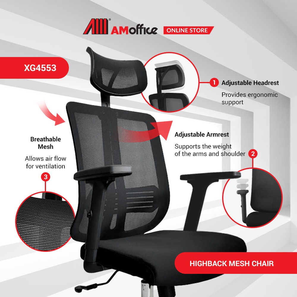 am office xg4553 mesh chair highback chair shopee malaysia