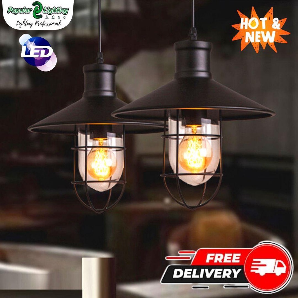 Retro Industrial Loft Style Hanging Pendant Light Garage Metal Ceiling Light Vintage Retro