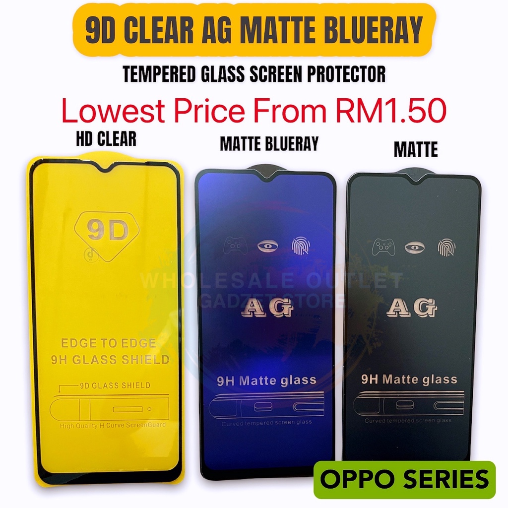 Oppo A3S A1k A12 A12e A5S A37 A57 A59 A71 A71k A77 A83 F1s F9 F11 Pro R9s 9D AG Matte BlueLight Screen Glass