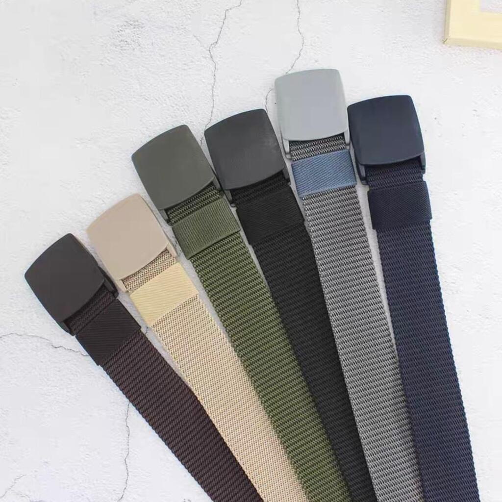 Men Tactical Style Canvas Belt Polyester Plastic Metal Adjustable Tali Pinggang School Belt 学生腰带