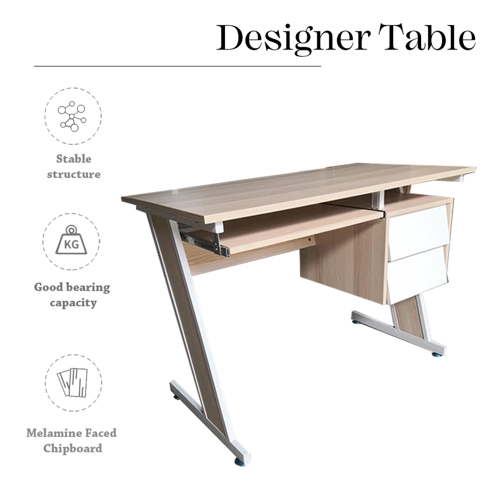 [105x75cm] ALADDIN OFFICE TABLE / STUDY TABLE With white Steel