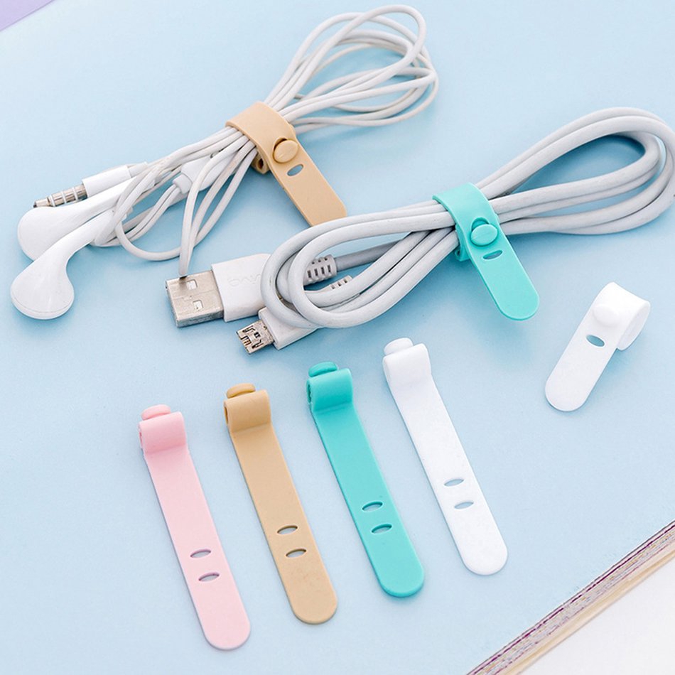 ready stock cable tie Accessories phone gadget Cable Tie, Silicone Cable Winder Wire Organizer ,Cable Cord Holder, charger Telephones case Mobile phone storage organizers cable organizer headphone 4pcs/set egadgets88