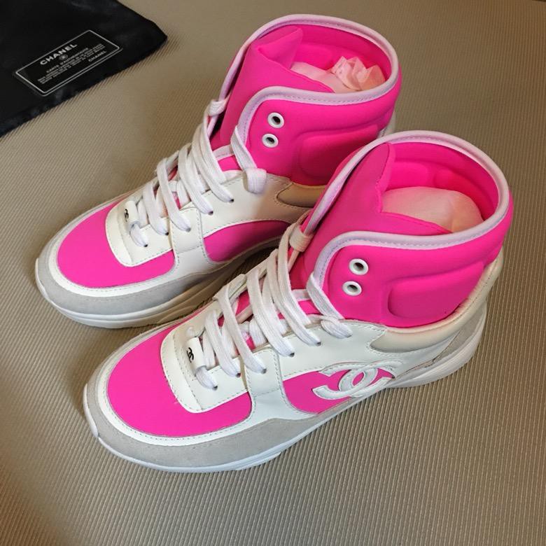 chanel high top sneakers pink