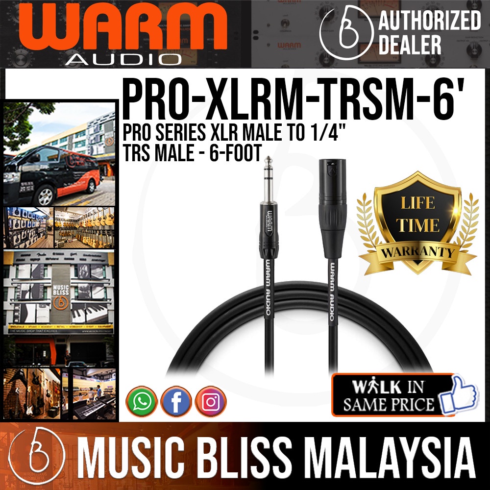 Warm Audio Pro Series XLR Male to 1/4" TRS Male - 6-foot (Pro-XLRm-TRSm-6')